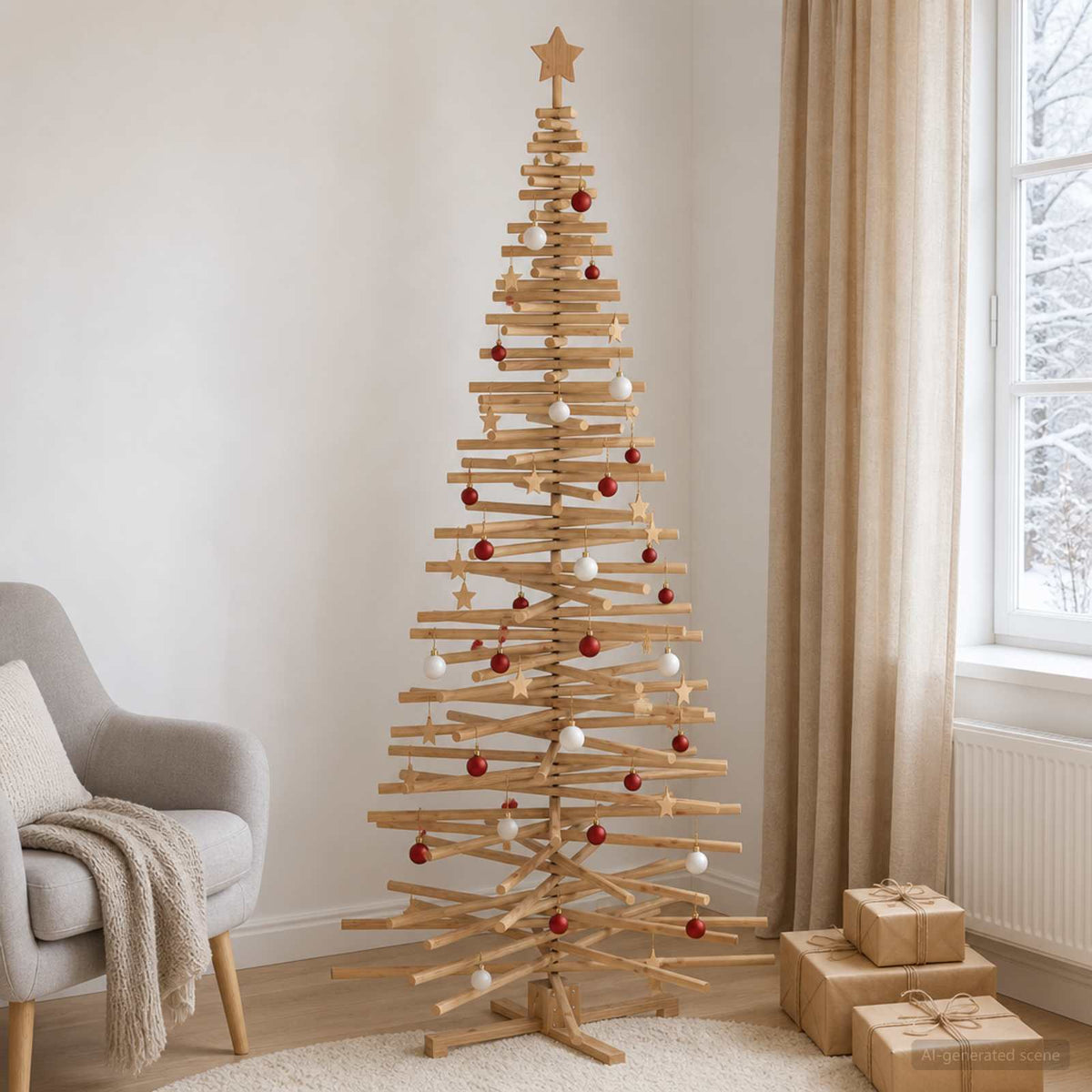vidaXL Wooden Christmas Tree KOTKA 240 cm Solid Pine Wood Brown Finish