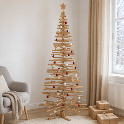 vidaXL Wooden Christmas Tree KOTKA 240 cm Solid Pine Wood Brown Finish
