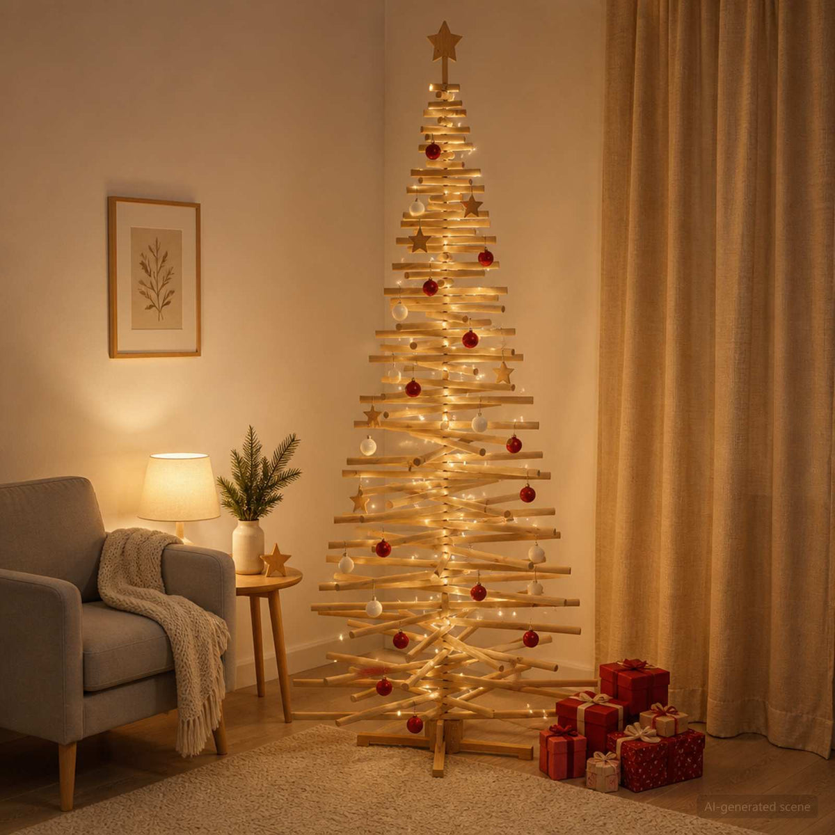 vidaXL Wooden Christmas Tree KOTKA 240 cm Solid Pine Wood Brown Finish