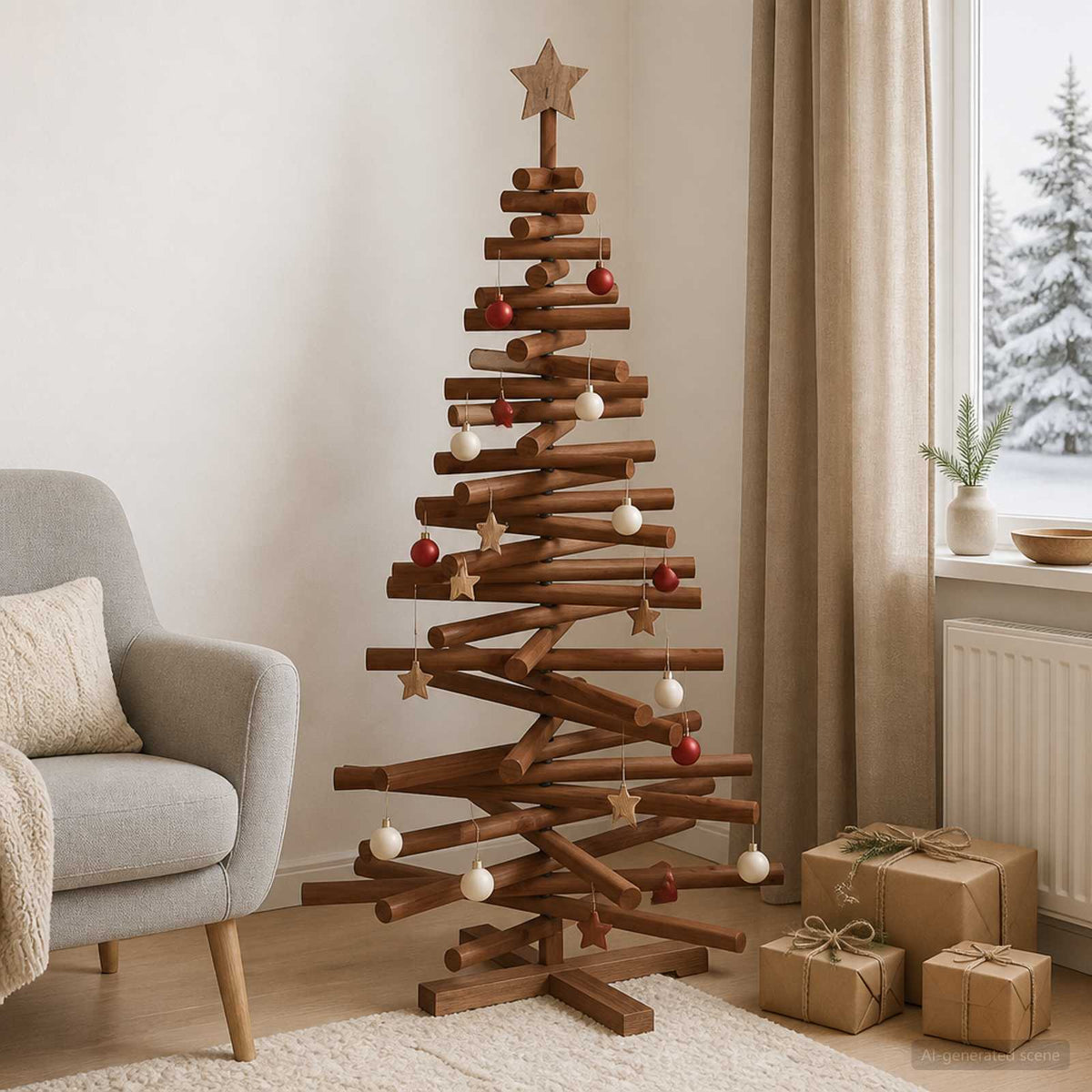 vidaXL Wooden Christmas Tree KOTKA 120 cm Solid Pine Wood