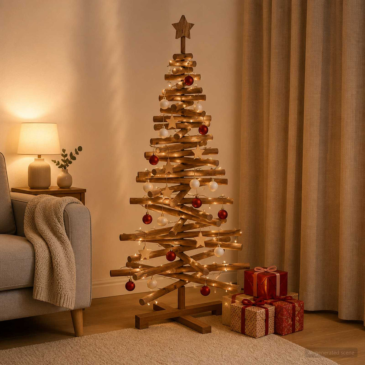 vidaXL Wooden Christmas Tree KOTKA 120 cm Solid Pine Wood