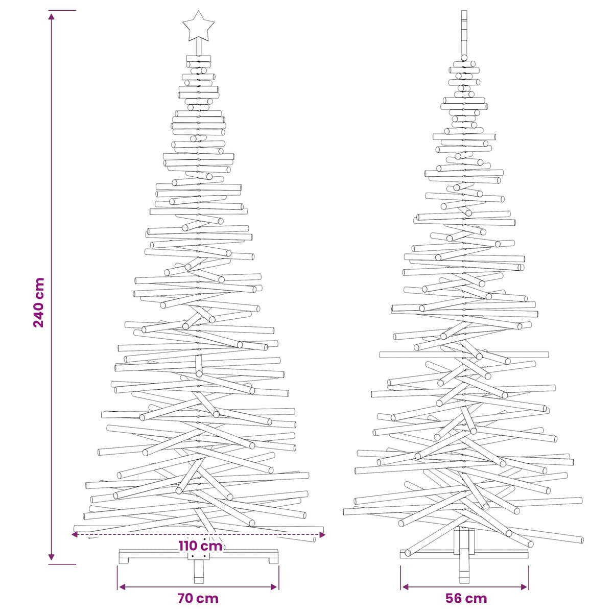 vidaXL Wooden Christmas Tree KOTKA 240 cm Solid Pine Wood