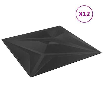 vidaXL Wall Panels Star 48 pcs Black star 50 x 50 cm XPS Foam