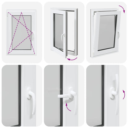 vidaXL Tilt & Turn Basement Window RISOR 60 x 80 cm PVC and Glass