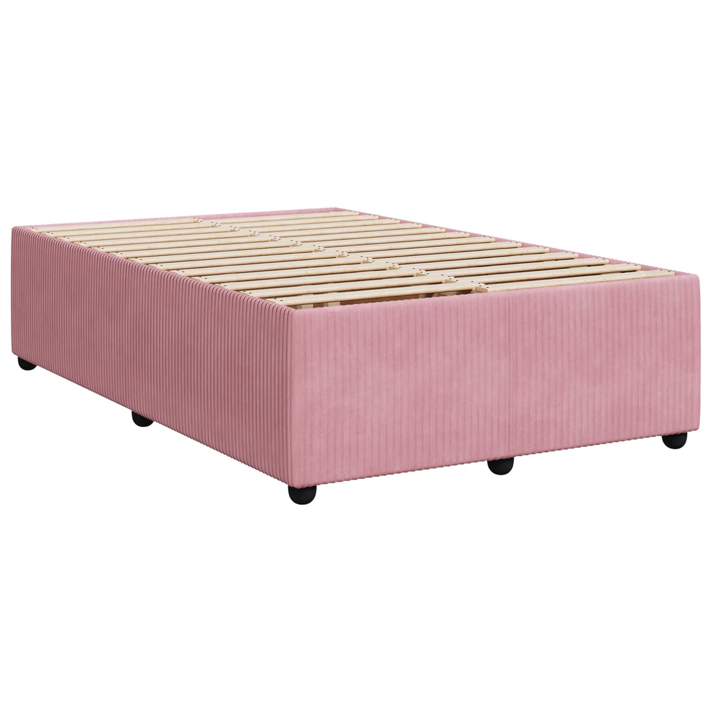 vidaXL LED Box Spring Bed with Mattress Pink 120 x 200 cm Velvet