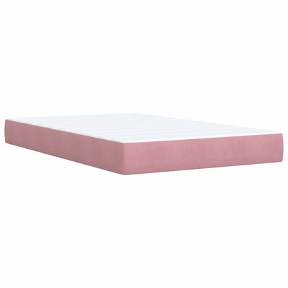 vidaXL LED Box Spring Bed with Mattress Pink 120 x 200 cm Velvet
