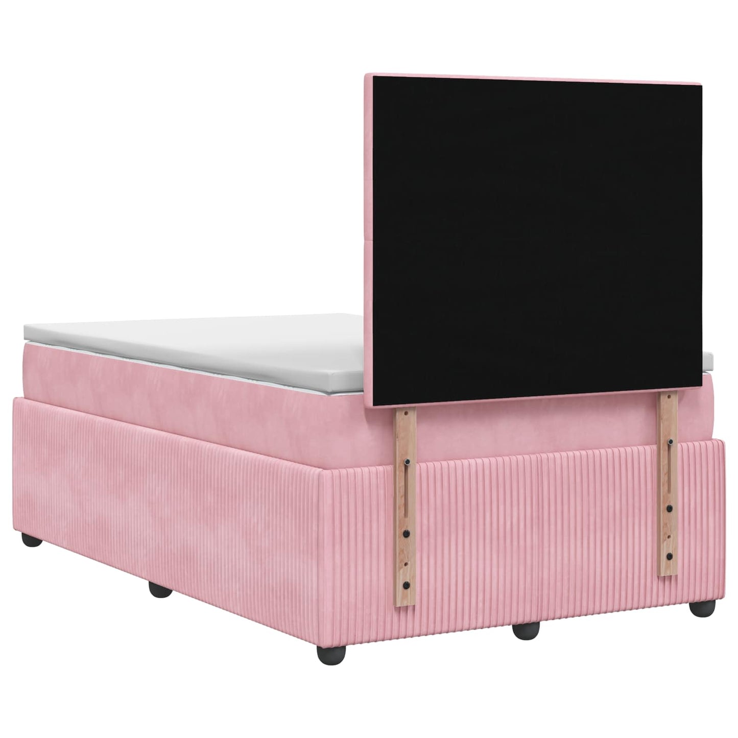 vidaXL LED Box Spring Bed with Mattress Pink 120 x 200 cm Velvet