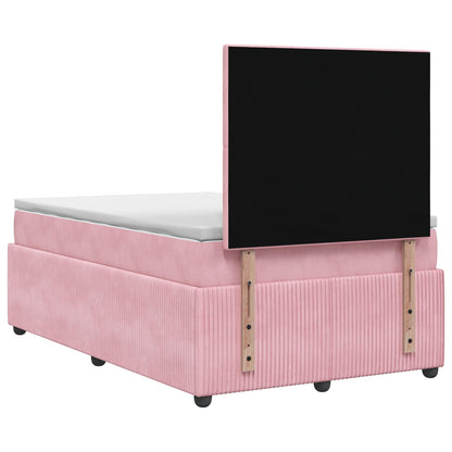 vidaXL LED Box Spring Bed with Mattress Pink 120 x 200 cm Velvet