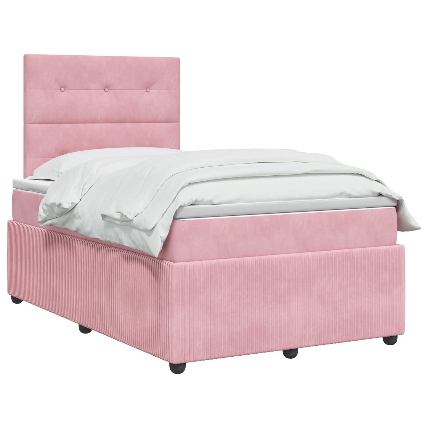 vidaXL LED Box Spring Bed with Mattress Pink 120 x 200 cm Velvet