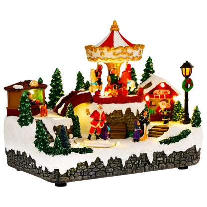 vidaXL Christmas Village Scene with Carousel SALO 25.5 x 16 x 21.5 cm