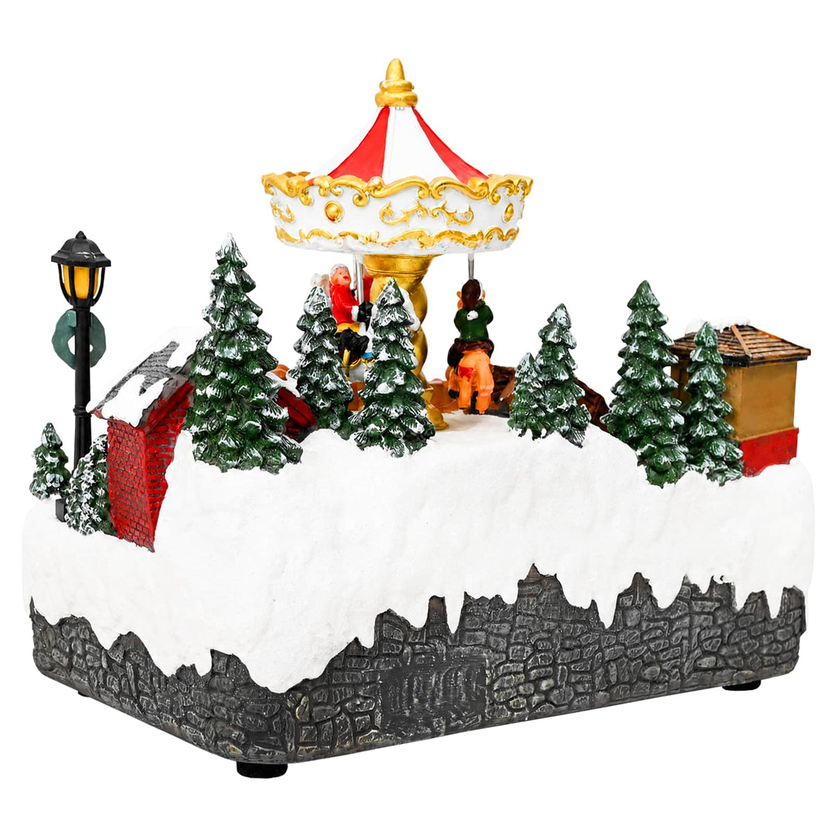 vidaXL Christmas Village Scene with Carousel SALO 25.5 x 16 x 21.5 cm