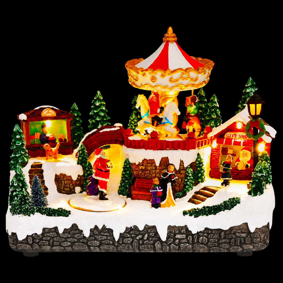 vidaXL Christmas Village Scene with Carousel SALO 25.5 x 16 x 21.5 cm