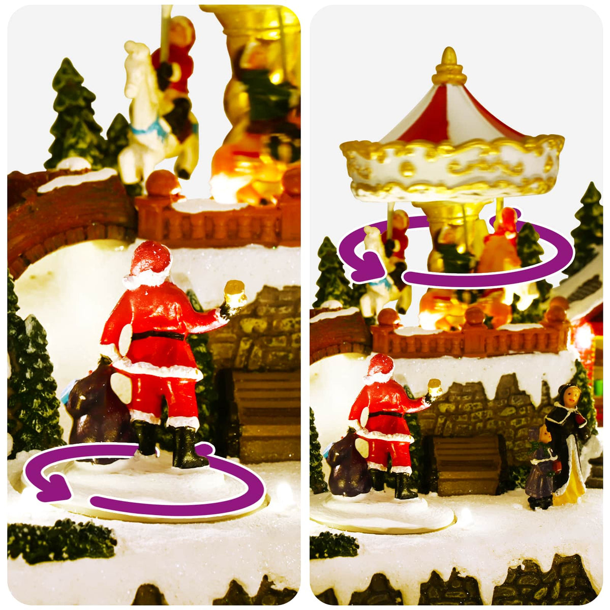 vidaXL Christmas Village Scene with Carousel SALO 25.5 x 16 x 21.5 cm