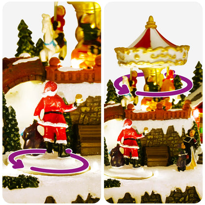 vidaXL Christmas Village Scene with Carousel SALO 25.5 x 16 x 21.5 cm