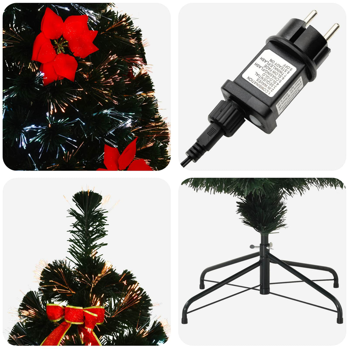 vidaXL Fiber Optic Christmas Tree 240 cm 36 LEDs Multicolour PVC