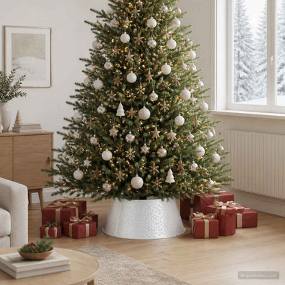 vidaXL Christmas Tree Skirt Cone-shaped White Ø 62 x 25 cm Steel