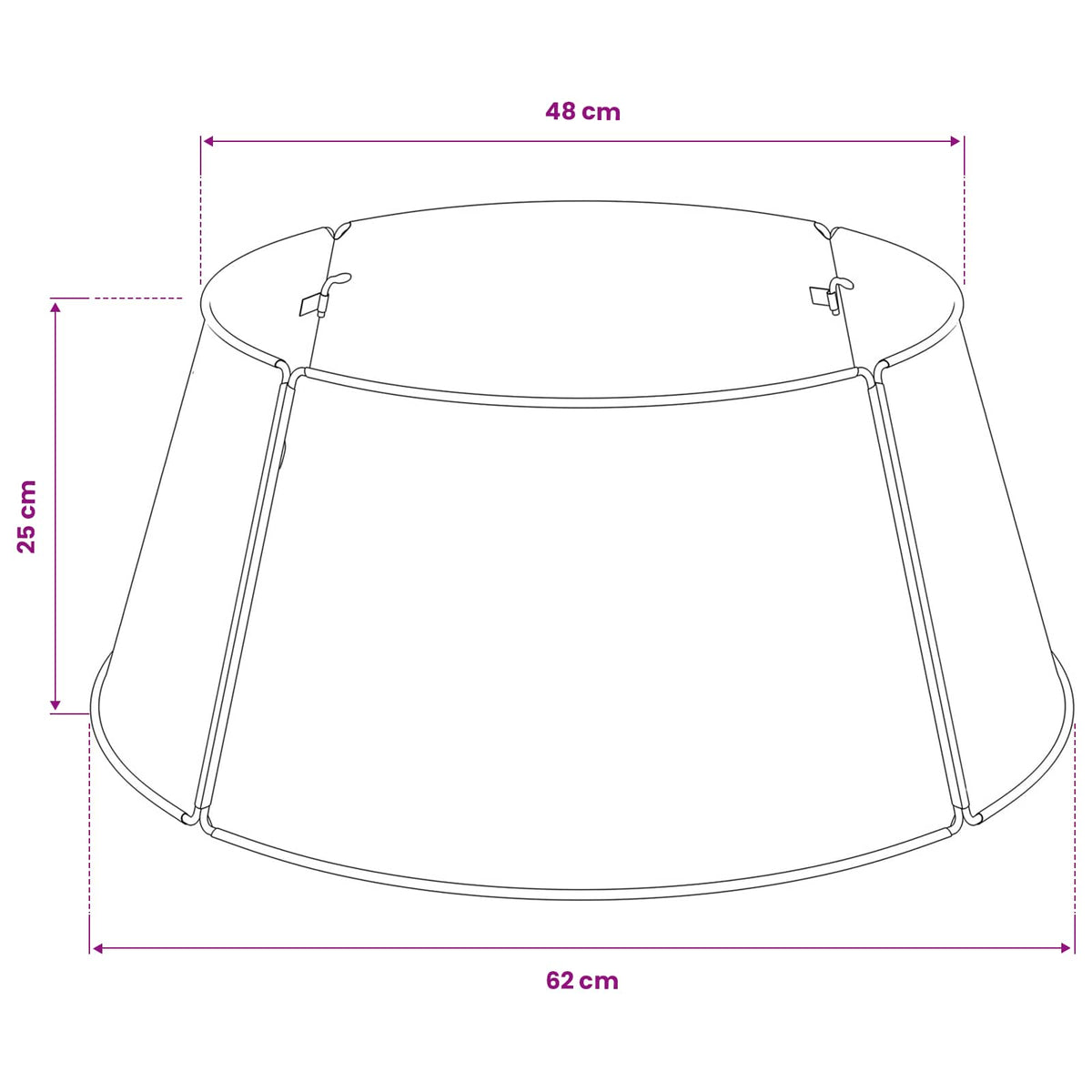 vidaXL Christmas Tree Skirt Cone-shaped White Ø 62 x 25 cm Steel