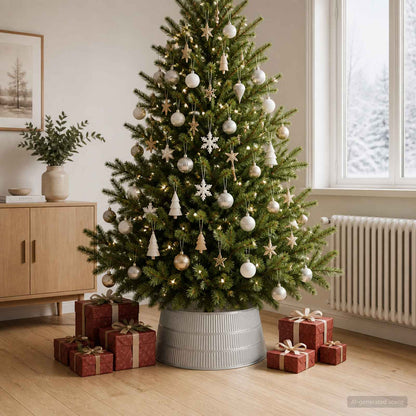 vidaXL Christmas Tree Skirt Cone-shaped Silver Ø 56 x 25.5 cm Plastic