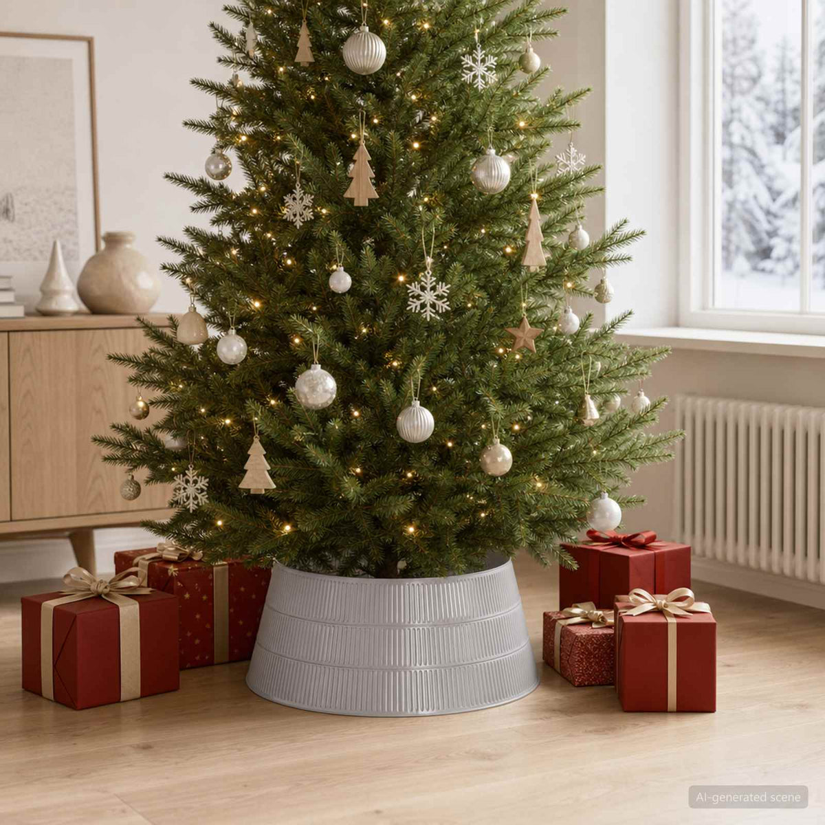 vidaXL Christmas Tree Skirt Cone-shaped Silver Ø 73 x 25.5 cm Plastic