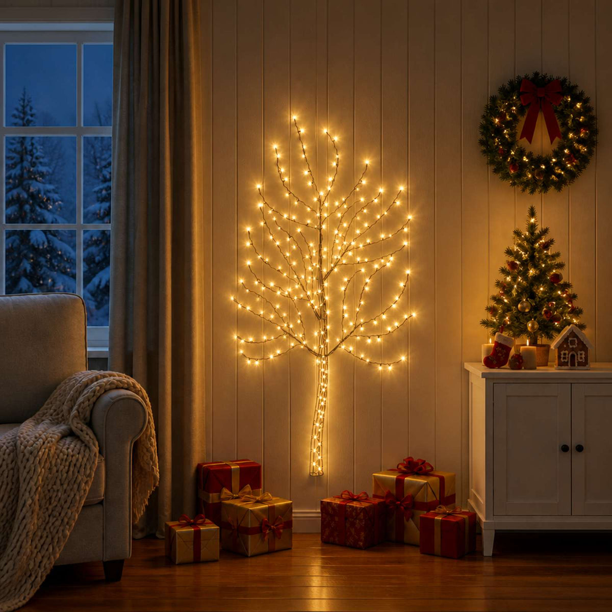 vidaXL LED Wall Christmas Tree 150 cm 140 LEDs Warm White Steel Black