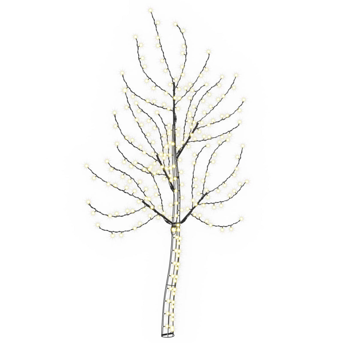 vidaXL LED Wall Christmas Tree 150 cm 140 LEDs Warm White Steel Black
