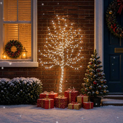 vidaXL LED Wall Christmas Tree 150 cm 140 LEDs Cold White Steel Black