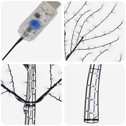 vidaXL LED Wall Christmas Tree 150 cm 140 LEDs Cold White Steel Black
