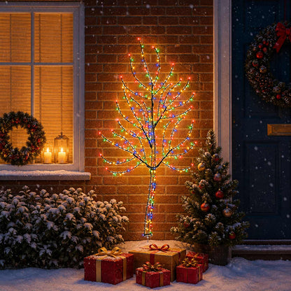 vidaXL LED Wall Christmas Tree 150 cm 140 LEDs Multicolour Steel Black