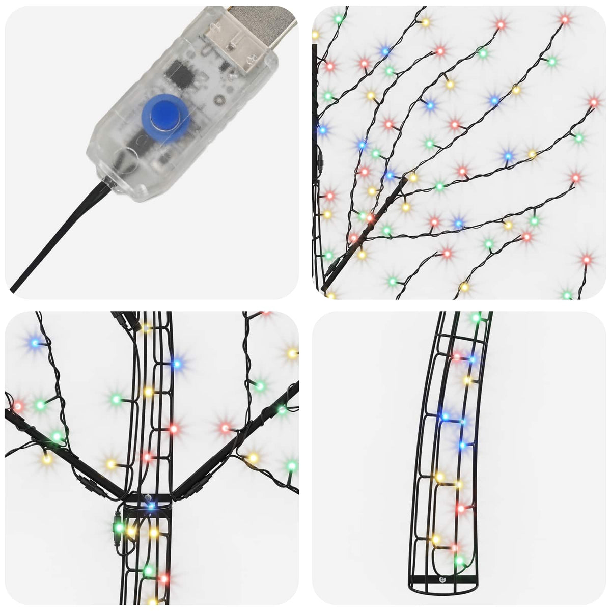vidaXL LED Wall Christmas Tree 150 cm 140 LEDs Multicolour Steel Black