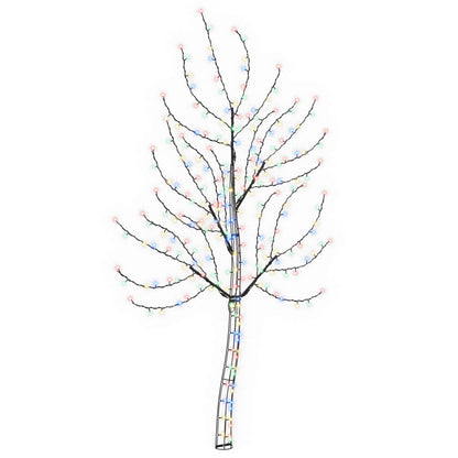 vidaXL LED Wall Christmas Tree 150 cm 140 LEDs Multicolour Steel Black