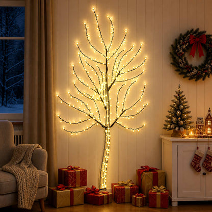 vidaXL LED Wall Christmas Tree 180 cm 200 LEDs Warm White Steel Black
