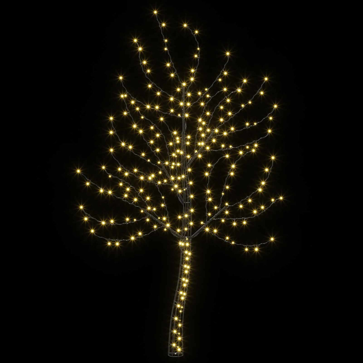vidaXL LED Wall Christmas Tree 180 cm 200 LEDs Warm White Steel Black