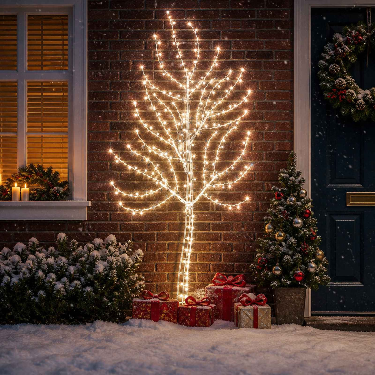 vidaXL LED Wall Christmas Tree 180 cm 200 LEDs Cold White Steel Black