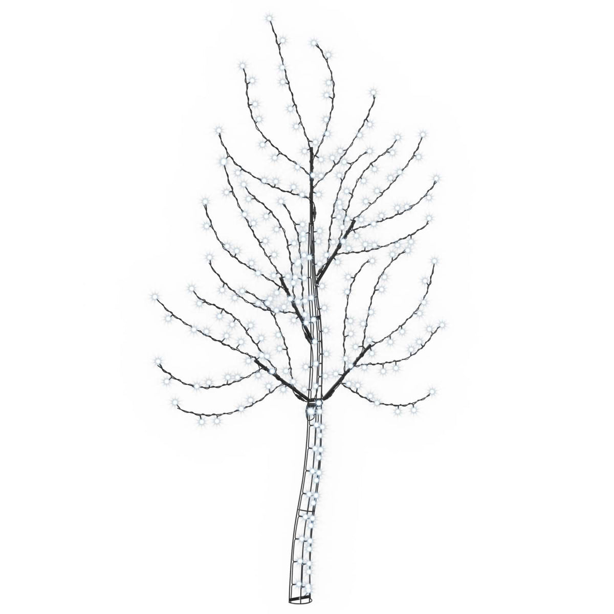 vidaXL LED Wall Christmas Tree 180 cm 200 LEDs Cold White Steel Black