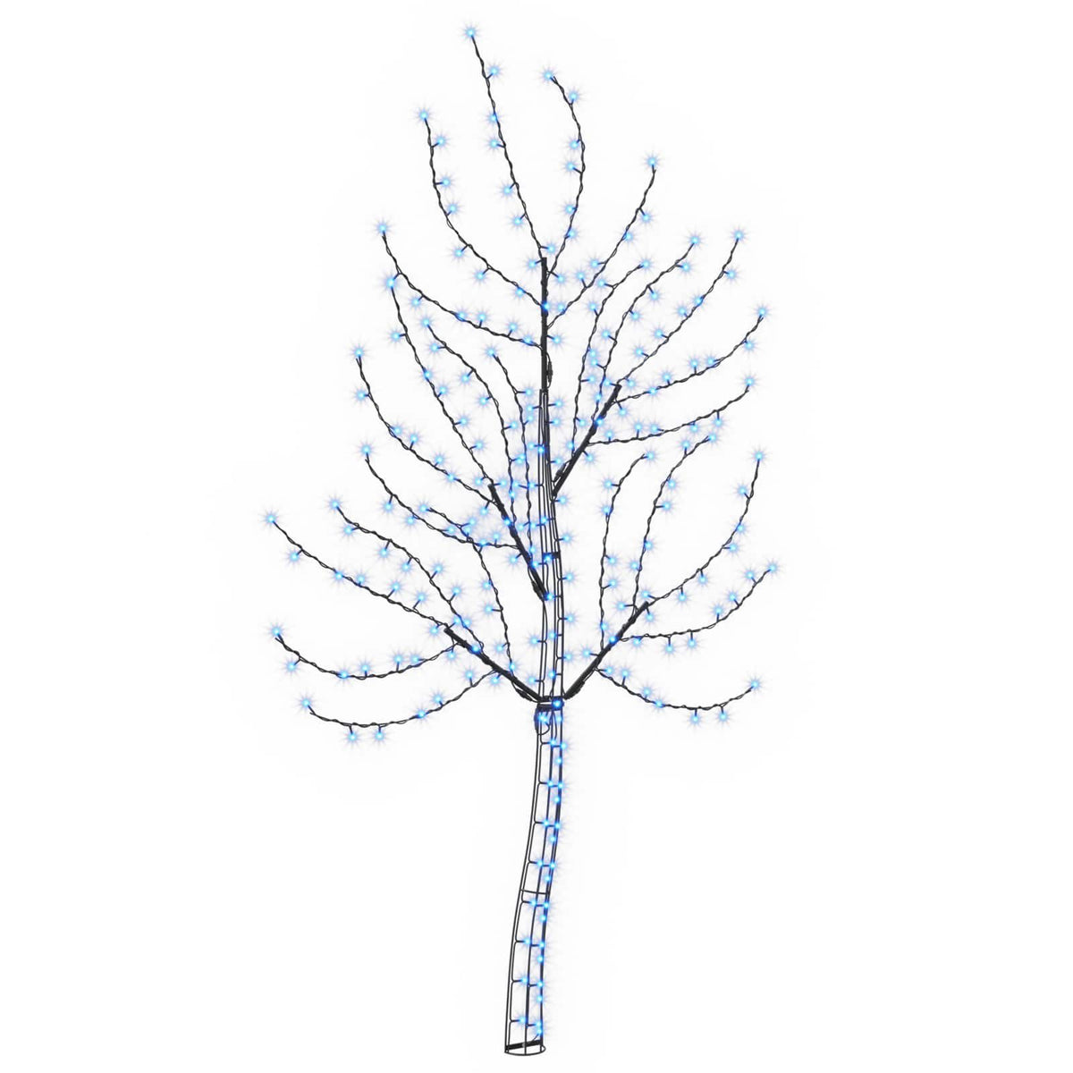 vidaXL LED Wall Christmas Tree 180 cm 200 LEDs Blue Steel Black