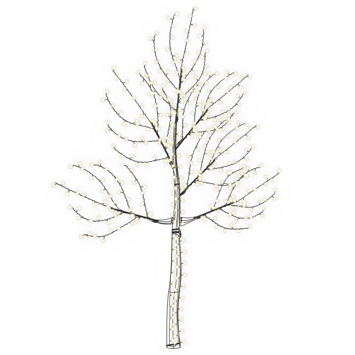 vidaXL LED Wall Christmas Tree 210 cm 312 LEDs Warm White Steel Black