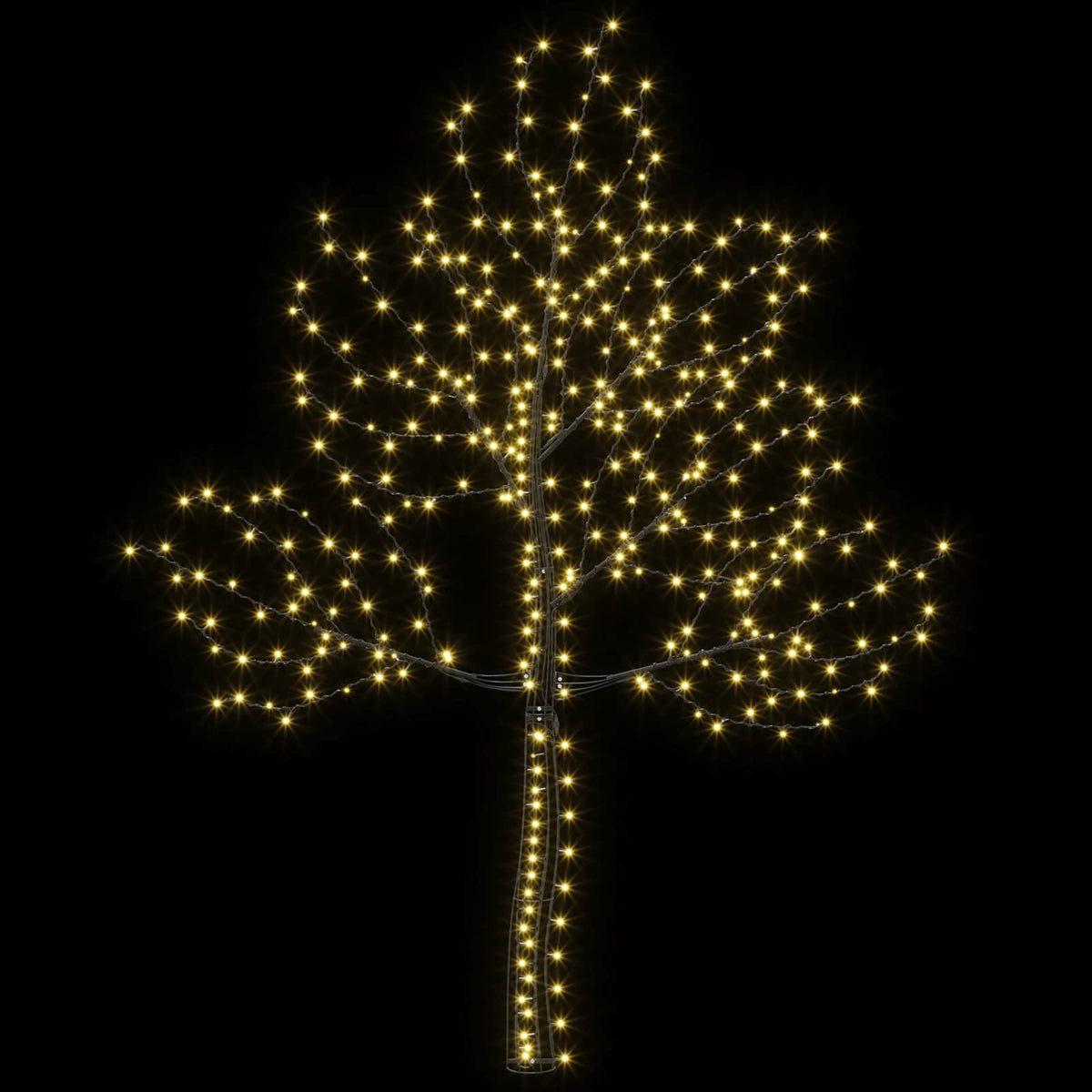 vidaXL LED Wall Christmas Tree 210 cm 312 LEDs Warm White Steel Black