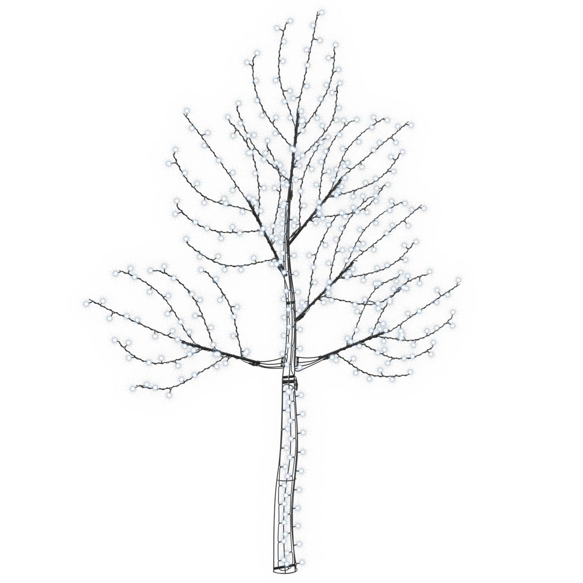 vidaXL LED Wall Christmas Tree 210 cm 312 LEDs Cold White Steel Black