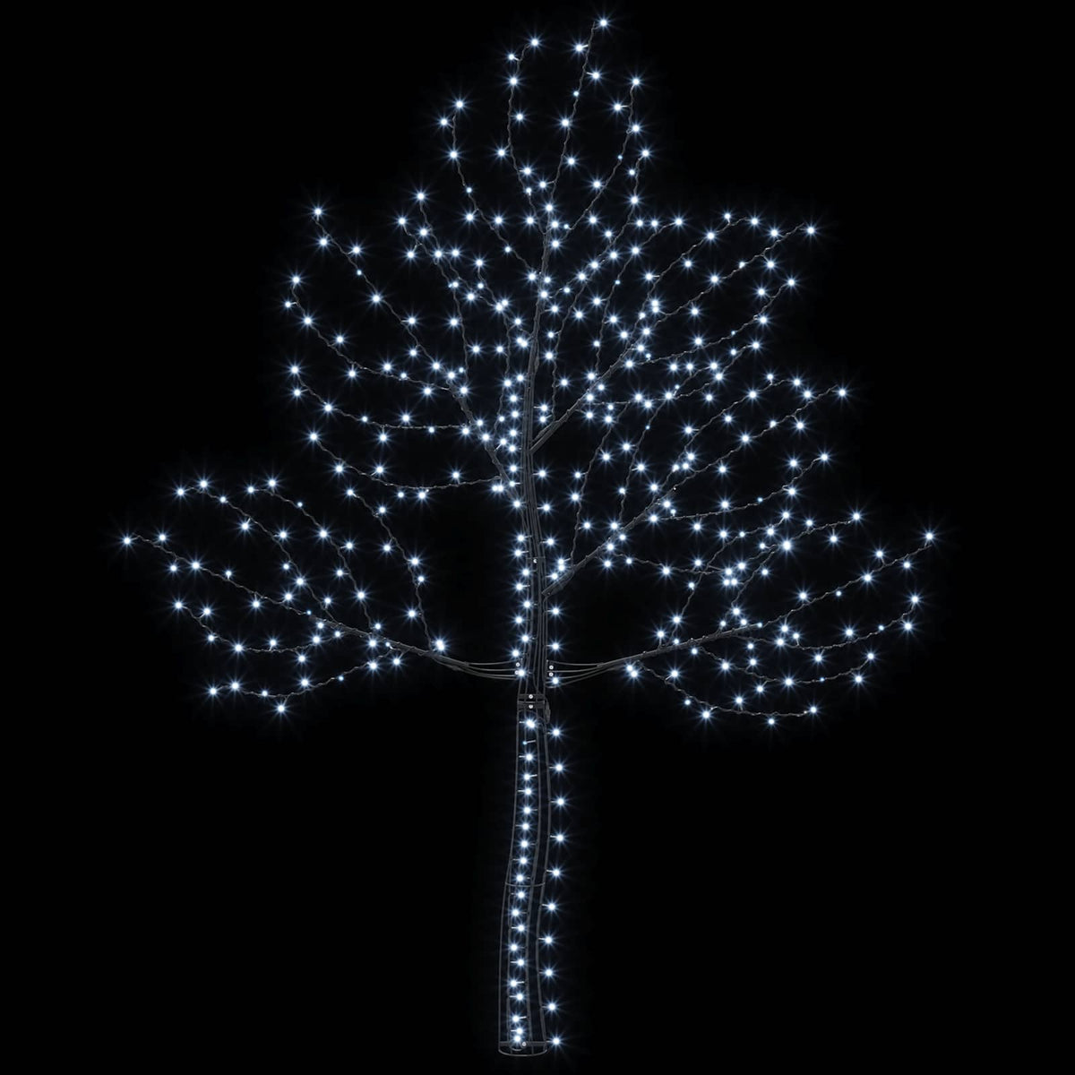 vidaXL LED Wall Christmas Tree 210 cm 312 LEDs Cold White Steel Black