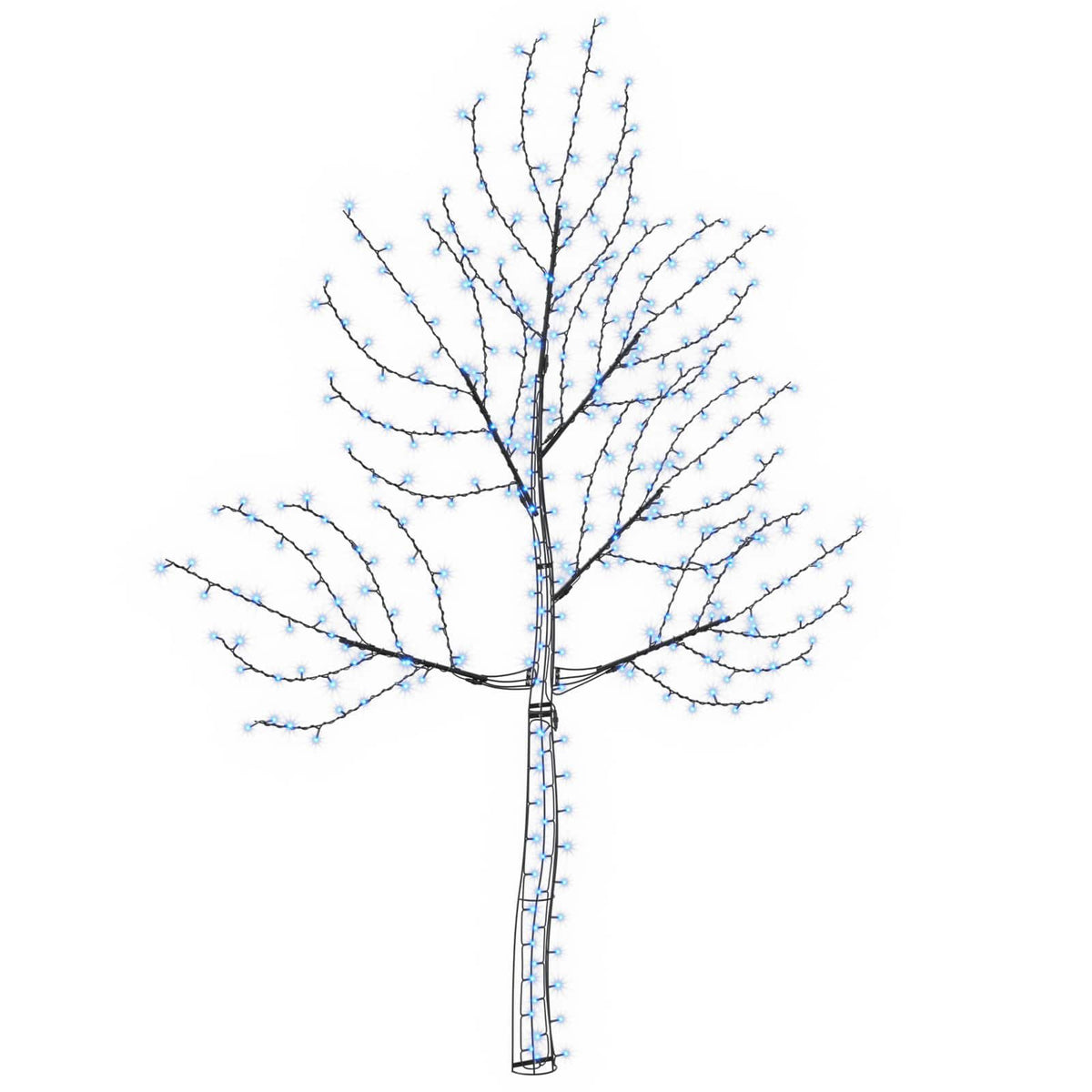 vidaXL LED Wall Christmas Tree 210 cm 312 LEDs Blue Steel Black