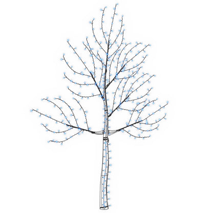 vidaXL LED Wall Christmas Tree 210 cm 312 LEDs Blue Steel Black