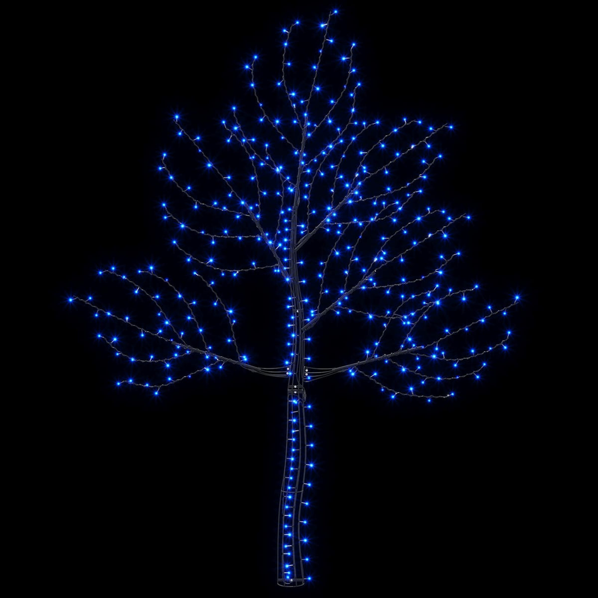 vidaXL LED Wall Christmas Tree 210 cm 312 LEDs Blue Steel Black