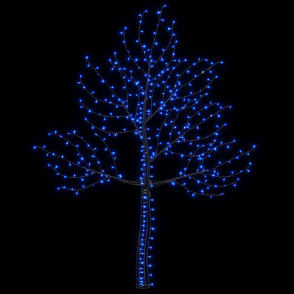 vidaXL LED Wall Christmas Tree 210 cm 312 LEDs Blue Steel Black