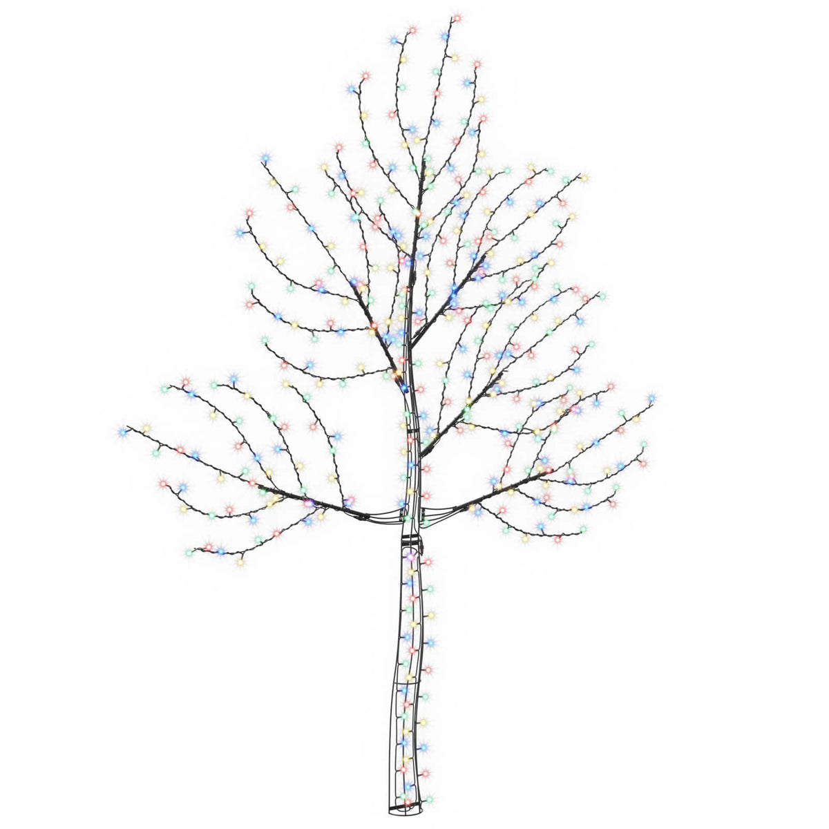 vidaXL LED Wall Christmas Tree 210 cm 312 LEDs Multicolour Steel Black