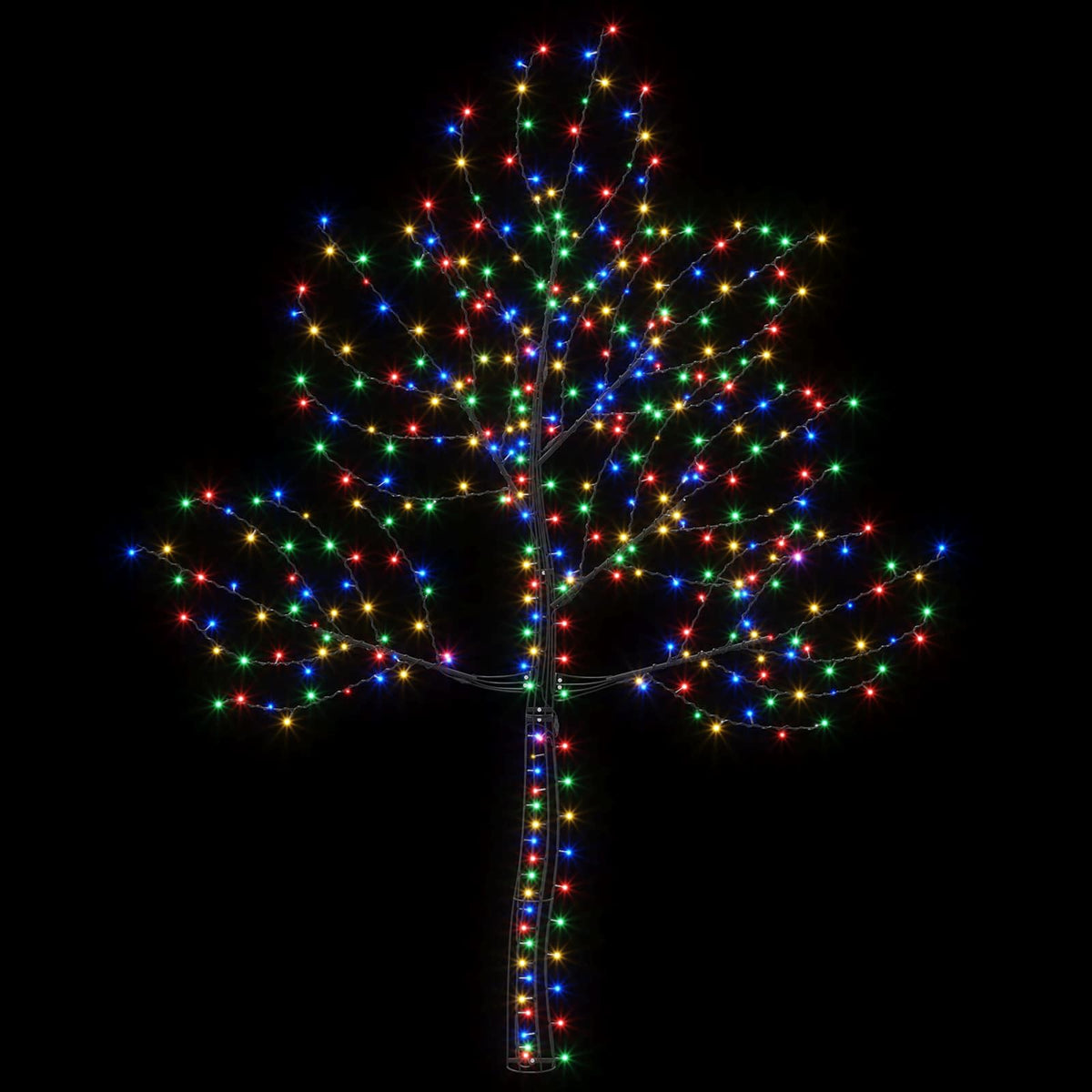 vidaXL LED Wall Christmas Tree 210 cm 312 LEDs Multicolour Steel Black