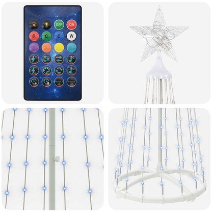 vidaXL LED Cone Christmas Tree 180 cm 250 LEDs RGB Steel White