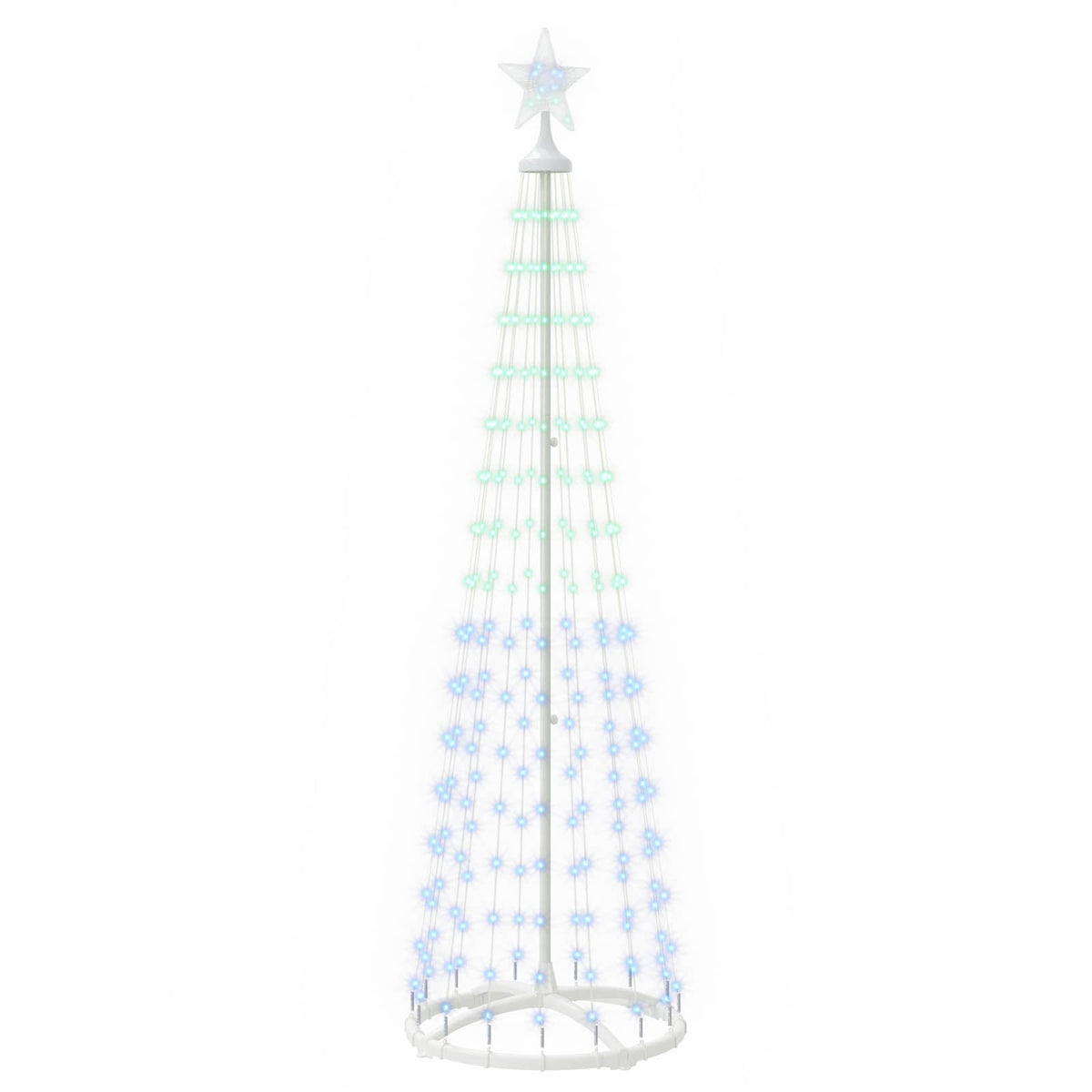 vidaXL LED Cone Christmas Tree 180 cm 250 LEDs RGB Steel White