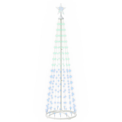 vidaXL LED Cone Christmas Tree 180 cm 250 LEDs RGB Steel White