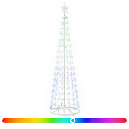 vidaXL LED Cone Christmas Tree 180 cm 250 LEDs RGB Steel White