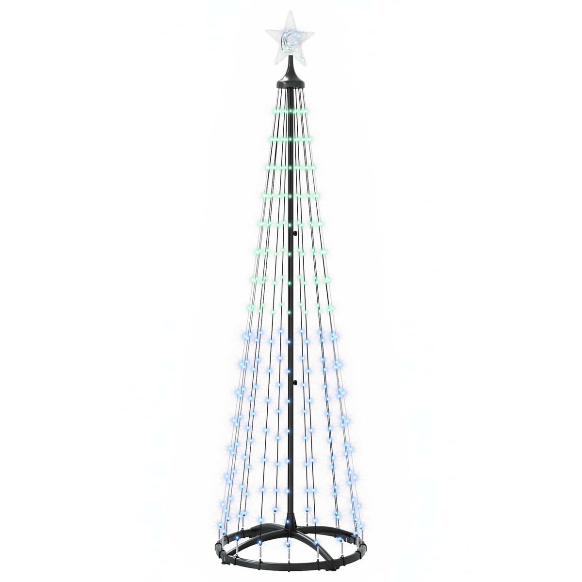 vidaXL LED Cone Christmas Tree 180 cm 250 LEDs Multicolour Steel White